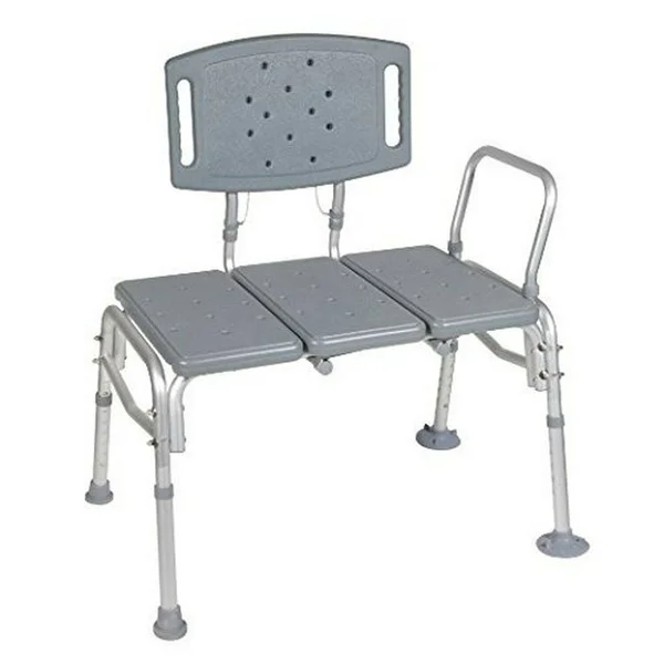 Healthline TRANSFER Bench Adjustable Height - Heavy Duty Bariatric Tub TRANSFER Bench with BACK, Non