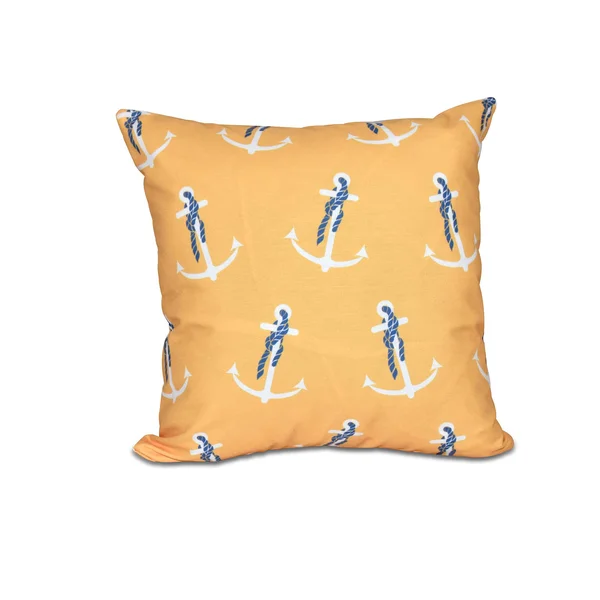 Contemporary Home Living 16x22 Yellow, Blue, and White Square Anchor Whimsy Nautical Throw Pillow - Down Alternative Filler