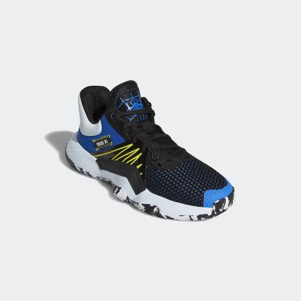 Adidas D.O.N. Issue #1 Core Black/Glory Blue/Shock Yellow Grade School Kids& Basketball Shoes, Size: 3.5
