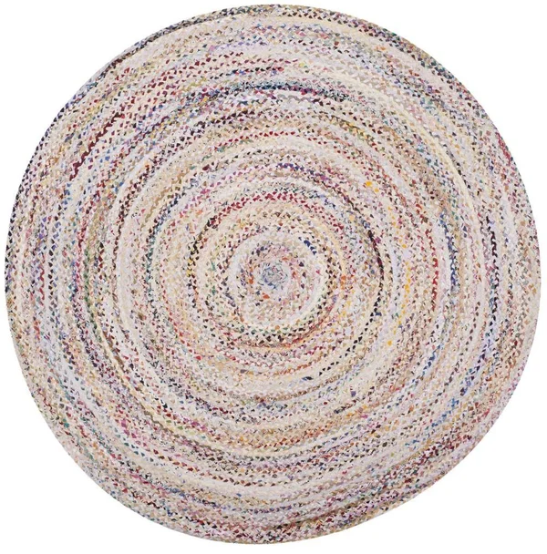 Safavieh 6& x 6& Round Braided BRD210B Ivory Multi Rug