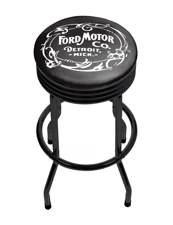 Ford Black Ribbed Bar Stool - Vintage 1903 Motor Co.