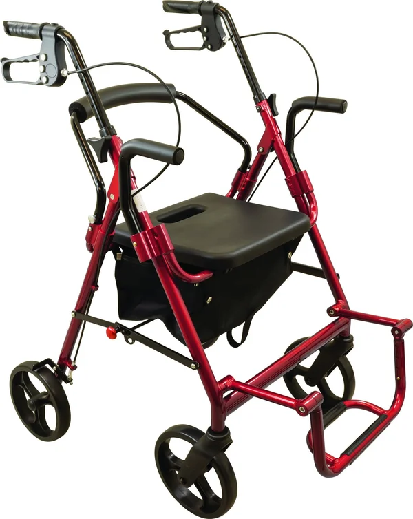 Roscoe Deluxe Transport Rollator Burgundy