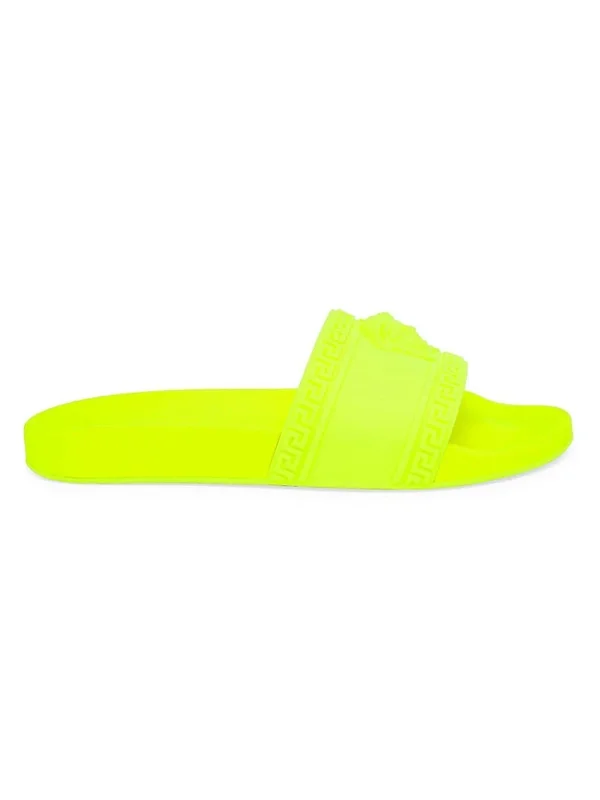 Versace Men's Medusa & Greek Key Shower Slide Sandals - Red, Men's, 10D