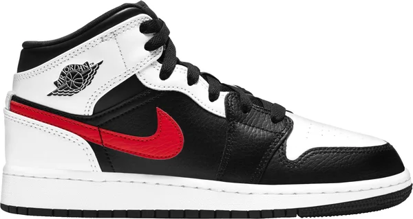 Jordan Boys AJ 1 Mid - Basketball Shoes Black/Chili Red/White Size 04.5