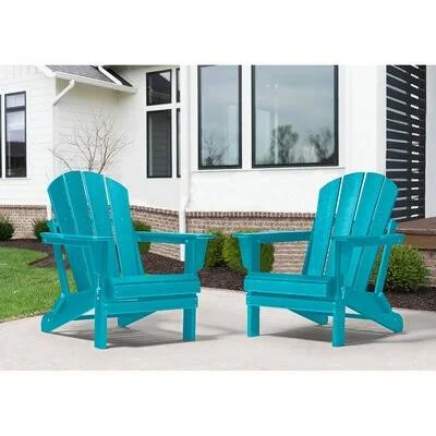 Lopes Resin Folding Adirondack Chair Rosecliff Heights Frame Color: Turquoise Blue