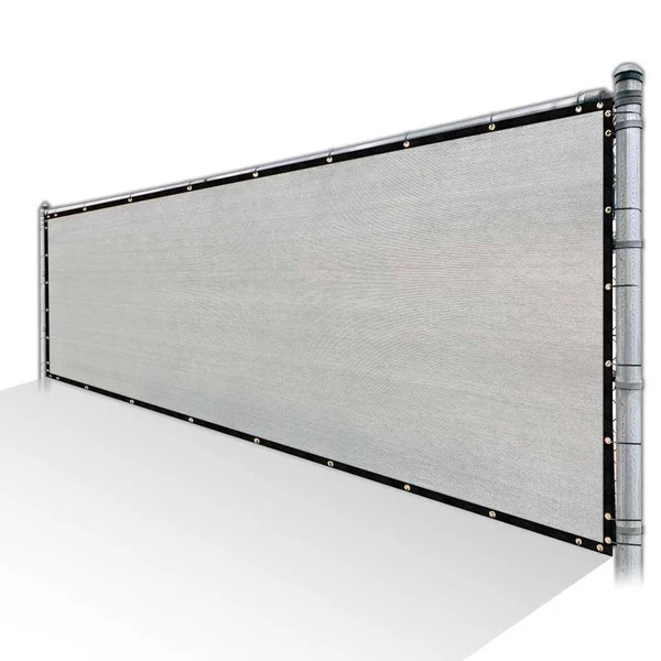 ColourTree 4 ft. x 51 ft. Grey Privacy Fence Screen HDPE Mesh Cover Screen with Reinforced Grommets for Garden Fence (Custom Siz