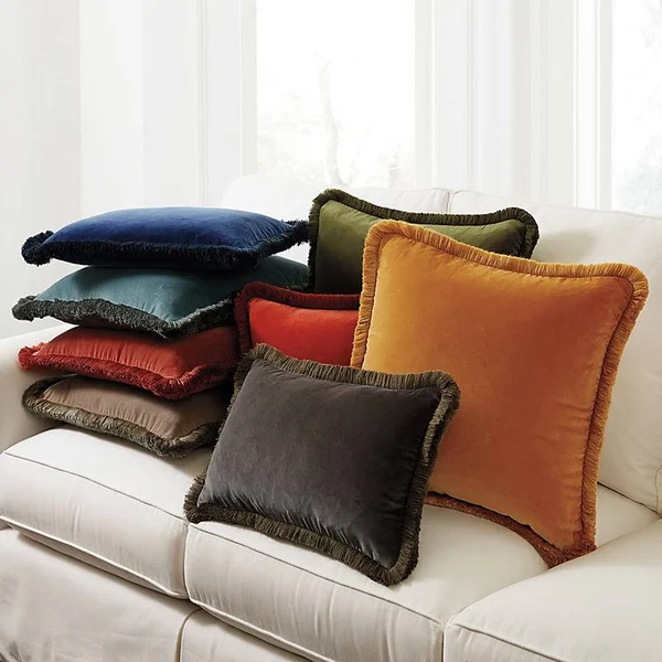 Fringed Signature Velvet Pillow Doe 20x22 x 20x22 - Ballard Designs