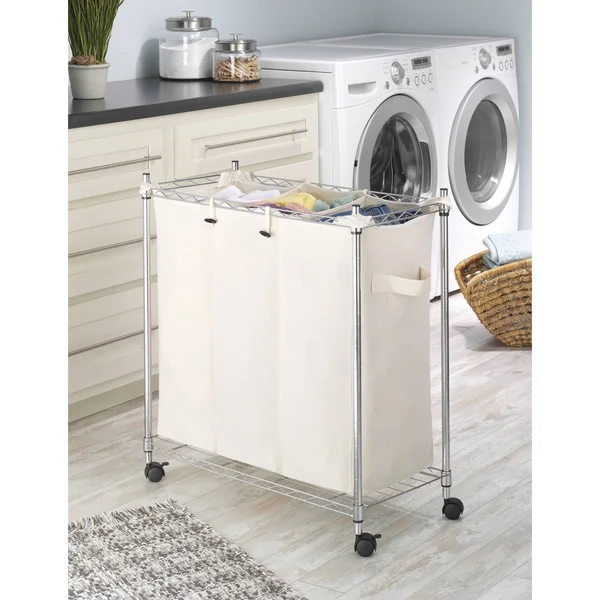 Whitmor Supreme Laundry Sorter with Canvas Bag - Silver, 14in x 29.88in x 8.82in