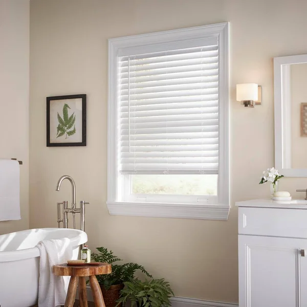 Home Decorators Collection White Cordless Room Darkening 2 in. Faux Wood Blind for Window - 43.5 in. W x 64 in. L
