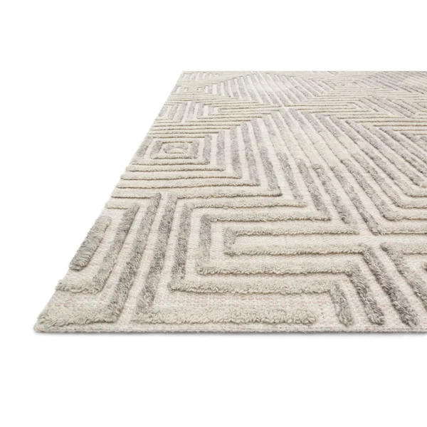 Alexander Home Kanarra Hand-Tufted Diamond Farmhouse Wool Area Rug - 9&3x22 x 13& - Grey, Silver