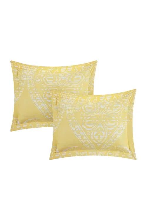 Parma Sicily Reversible Printed Comforter Set Yellow - Size: Queen