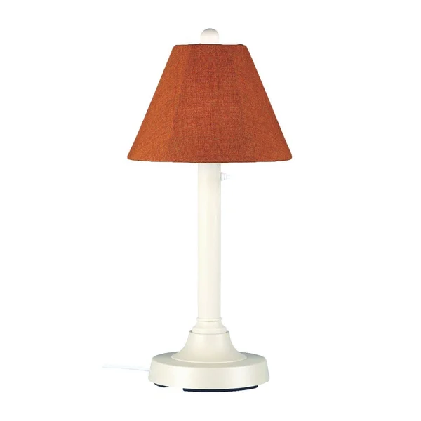 Patio Living Concepts San Juan 30 inch Table Lamp with 2 inch White Body & Chili Linen Sunbrella Shade Fabric 30121