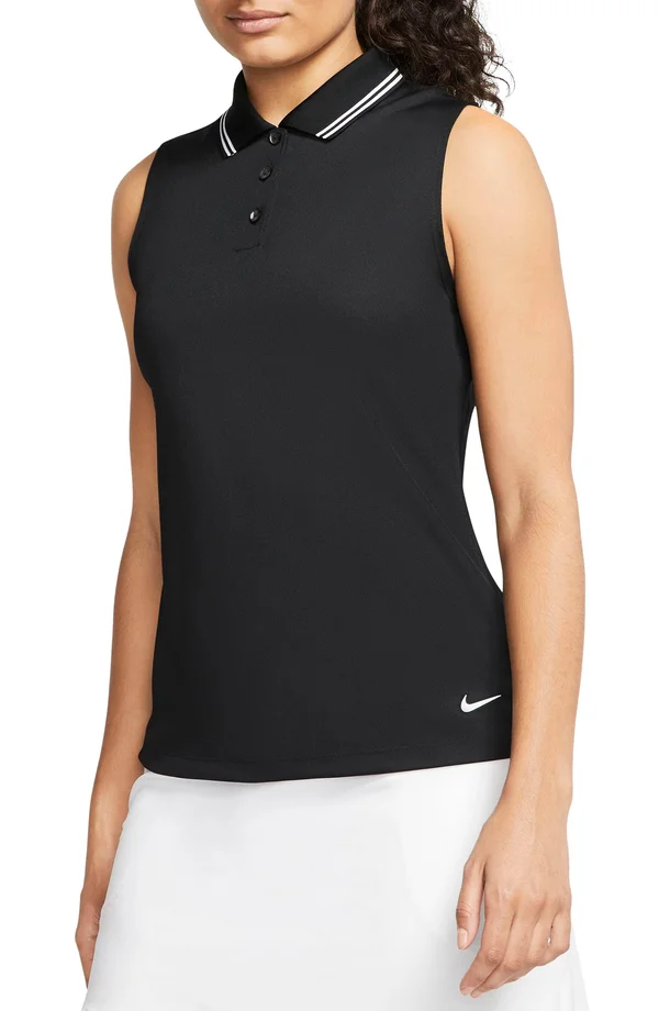 Nike Women's Dri-Fit Victory Sleeveless Golf Polo - XXL, Black