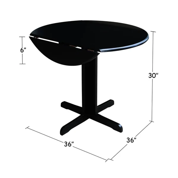 International Concepts 36x22 Dual Drop Leaf Table with 2 San Remo Chairs - Black