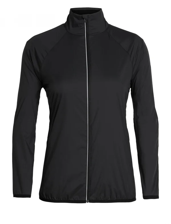 icebreaker Women's Cool Lite Rush Windbreaker Jacket - Black, Merino Wool/Nylon/Tencel