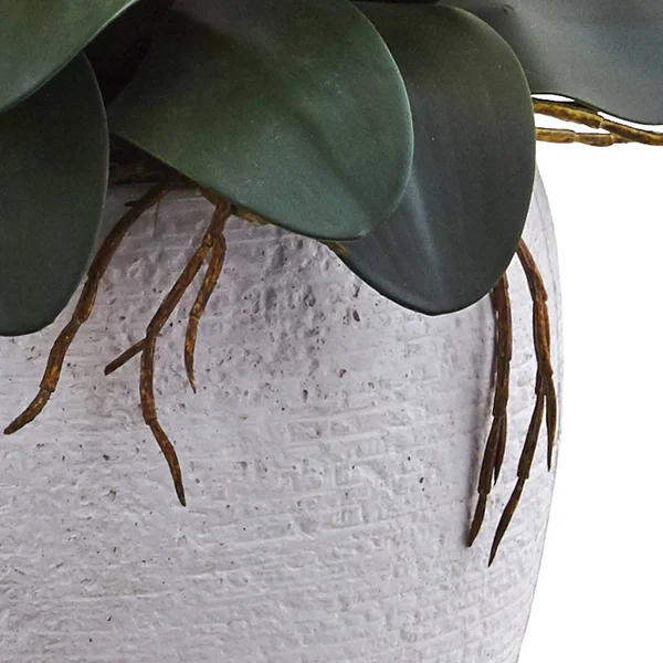 Nearly Natural Phalaenopsis Orchid with White Planter - Yellow