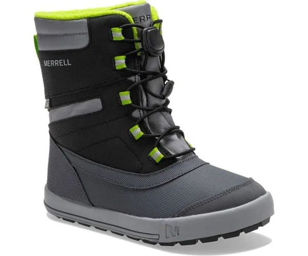 Merrell Kid's Snow Drift Waterproof Boot, Size: 13, Black/Grey/Green