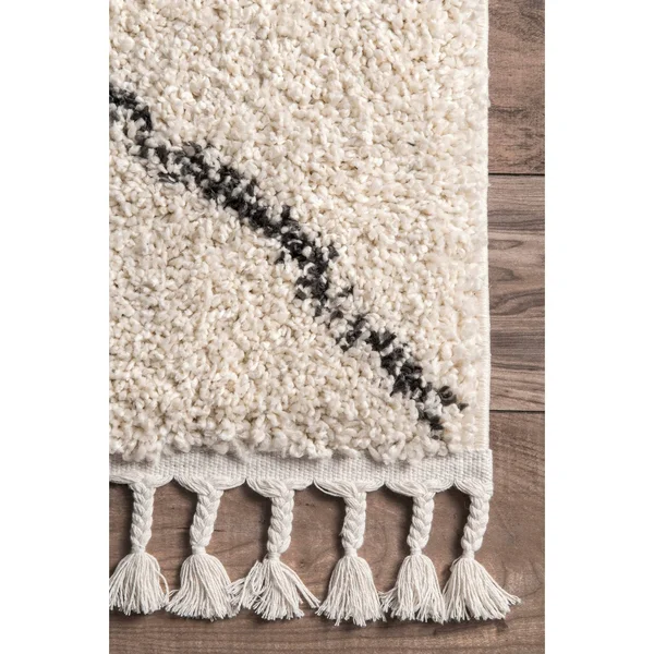 nuLOOM Jessie Moroccan Lattice Shag Off-White 10 ft. Square Rug - Beige
