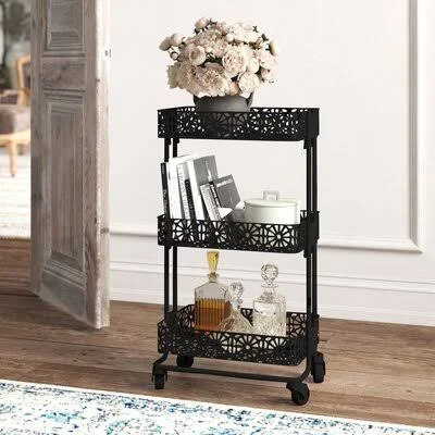 Homer Metal Bar Cart World Menagerie Frame Color: Black - Top Color: Black