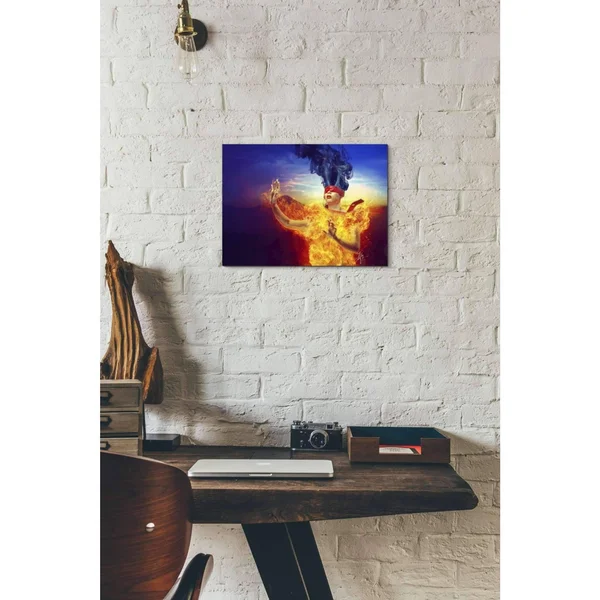 Cortesi Home 'Suspense' by Mario Sanchez Nevado - Canvas Wall Art, 16 inchx12 inch, Size: 16 x 12, Orange