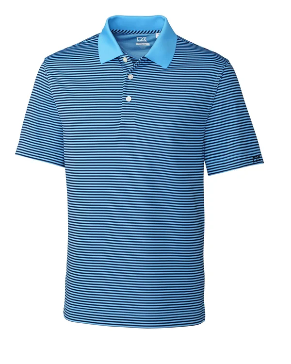 Cutter & Buck DryTec Trevor Stripe Polo - Big & Tall - Men's, Size: 1XB, Atlas/Navy Blue