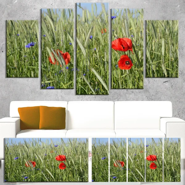 Design Art 'Rural Landscape with Red Poppies' Photographic Print on Wrapped Canvas