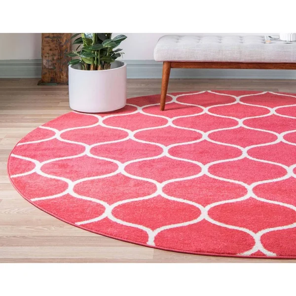 Unique Loom Rounded Trellis Frieze Rug - 8& 0 x 8& 0, Round