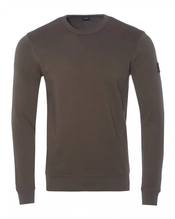 Boss Mens Walkup 1 Relaxed Fit Sweatshirt - Beige Jumper