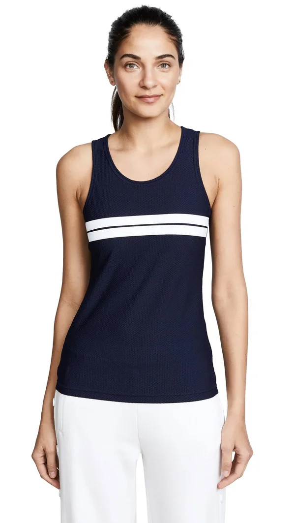 Tory Sport Reflective-Stripe Mesh Tank