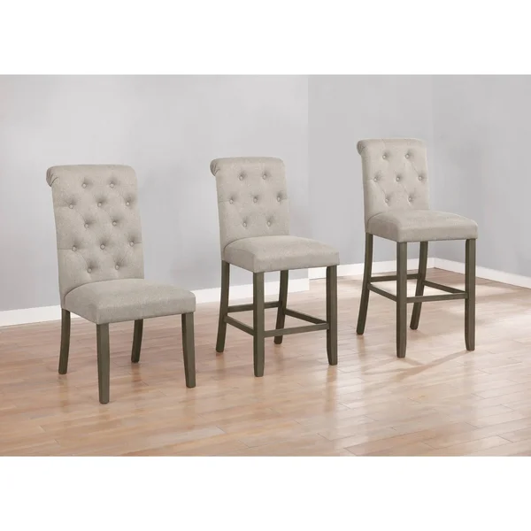 CDecor Croxton Upholstered Tufted Back Bar Stools (Set of 2) - Beige
