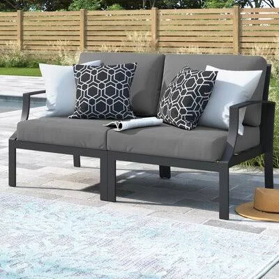 Morriss Loveseat with Cushions Sand & Stable Cushion Color: Gray
