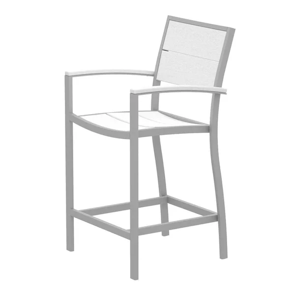 Trex Outdoor Furniture Surf City Counter Arm Chair - Textured Silver - Classic White