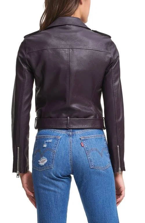 Levi&s Women's Faux-Leather Moto Jacket - Eggplant
