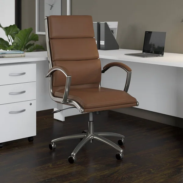 Cabot High Back Leather Executive Office Chair in Saddle Tan