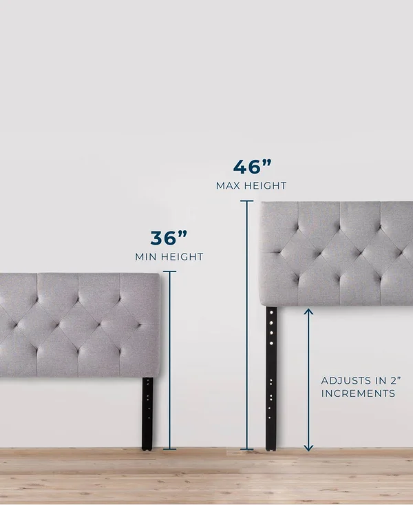Dream Collection by Lucid Diamond Tufted Mid Rise Headboard - Queen - Gray