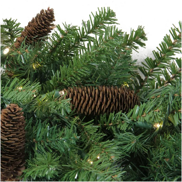 Northlight 48 in. Pre-Lit Dakota Red Pine Artificial Christmas Wreath - Warm White LED Lights