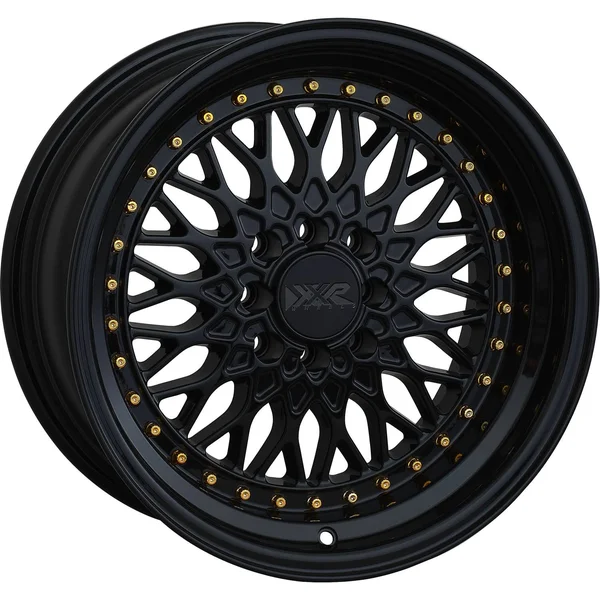 XXR 536 15x8 4x100/4x114.3 0et Black, Gold Rivets Wheel