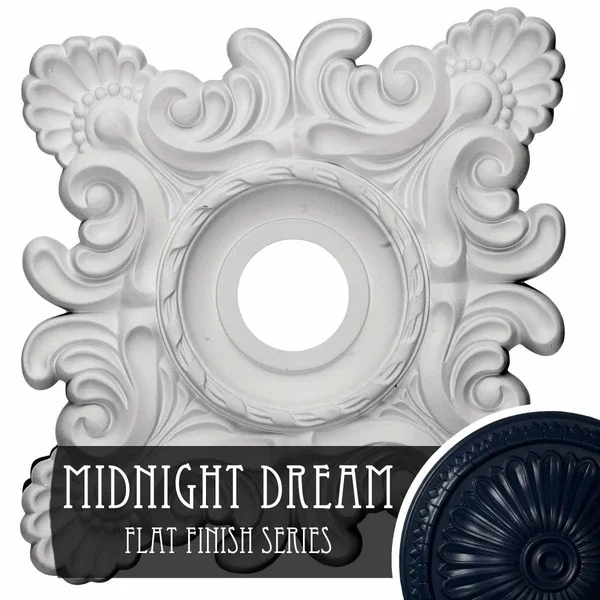 18x22W x 18x22H x 3 1/4x22ID x 1 1/2x22P Crawley Ceiling Medallion (Fits Canopies Up to 6 3/4x22) - Hand-Painted Midnight Dream