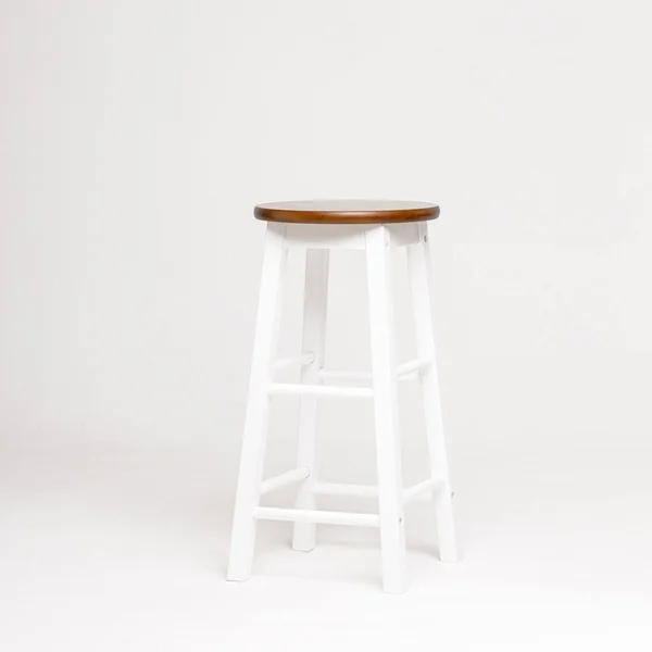 Mavka 24x22 Counter Stool with Round Acacia Seat - Blue Legs