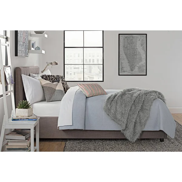 DHP Cambridge Linen Upholstered Storage Bed - Gray, Full