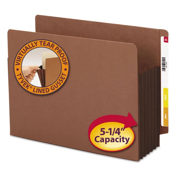 Smead SMD73691 Extra Wide Redrope End Tab File - Straight Cut, 5-1/4x22 Expansion, Letter, Dark Brown GUSSET, 10 per Box