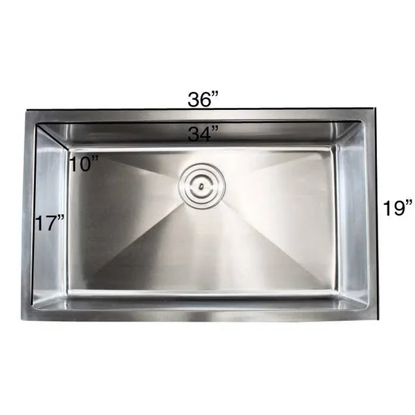Stainless Steel Undermount Single Bowl 15mm Kitchen Sink - 36 F3619