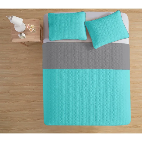 MHF Home Bethany Reversible 3-Piece Quilt Set, Size: King, Green
