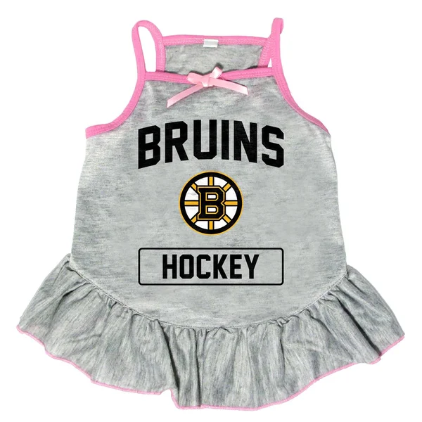 Little Earth 520151-BRUN-S NHL Pet Dress Grey Type Small - Boston Bruins