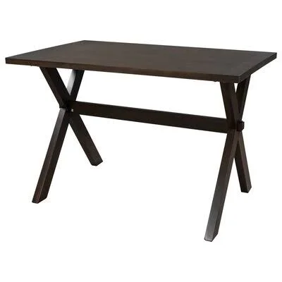 Farmhouse Rustic Wood Kitchen Dining Table with X-Shape Legs, Brown Gracie Oaks Table Top Color: Dark Brown, Table Base Color: B