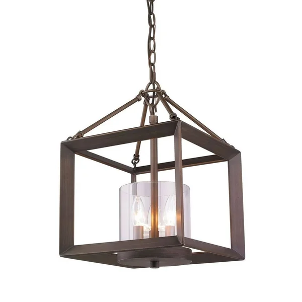 Golden Lighting 2073-SF-WG-CLR White Gold/Clear Glass Smyth 3 Light Convertible Semi-Flush