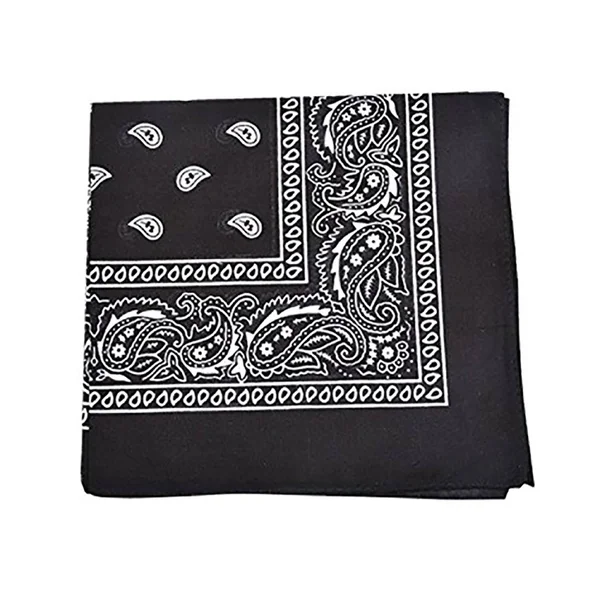 Qraftsy Paisley 100% Cotton Non Fading Print Double Sided Bandanas - Bulk Lot - 35 Pack - Size: One size, Black