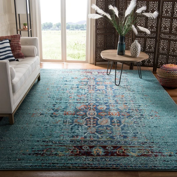 Safavieh Monaco MNC208V Blue - Ivory Rug 6&7x22 x 6&7x22 Square