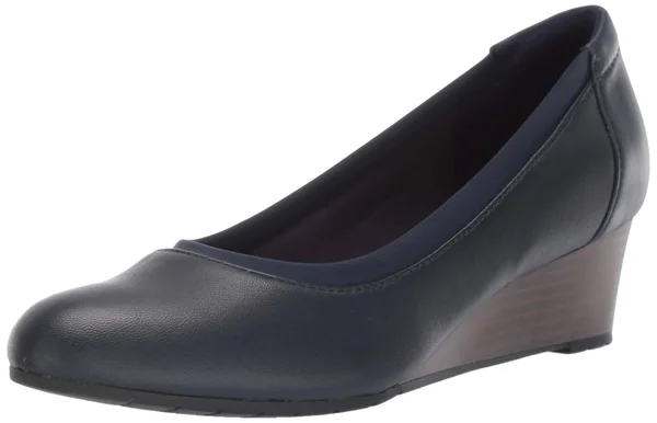 Clarks Mallory Berry (Navy Leather) Women's Wedge Shoes