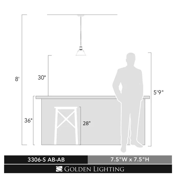 Golden Lighting 3306-S CH-CH Orwell Mini Pendant Light - Chrome